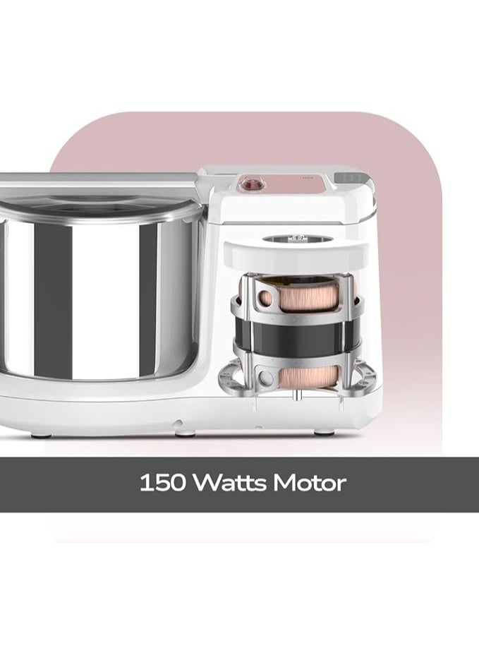 Ultra Mini 1.25 Litre Table Top Wet Grinder - White | Fast Grinding Conical Stones, 150W Power & 1 Years Warranty | AISI 304 Food-Grade SS Multi Utility Cylindrical Drum, Compact Design for Kitchen - Image 4